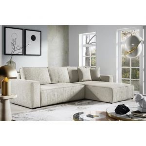 Canapé d'angle Convertible Vella en Velours côtelé (Beige) - Beige