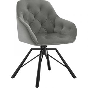 WOLTU Chaise Salle à Manger Pivotante, Chaise Cuisine en Velours + Métal, Chaise à Haut Dossier, Chaise Scandinave, Gris Foncé