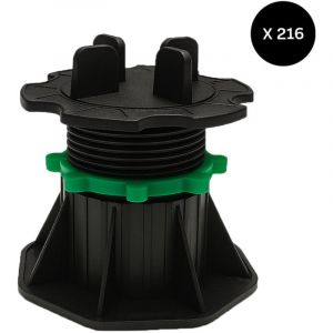 McCover Lot de 216 plots r&eacute;glables 50 &agrave; 80 mm dalle et carrelage Noir