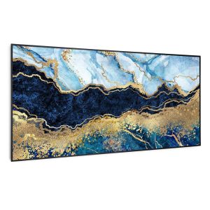 Klarstein Chauffage infrarouge Wonderwall Air Art Smart - Connecté - Motif: Marbre bleu cadre noir - 120x 60cm - 700W