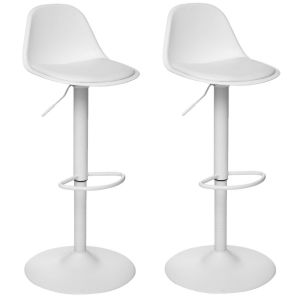 Lot de 2 Chaises de bar Aiko en polypropylène ajustable Diamètre 45 Hauteur 103cm Blanc