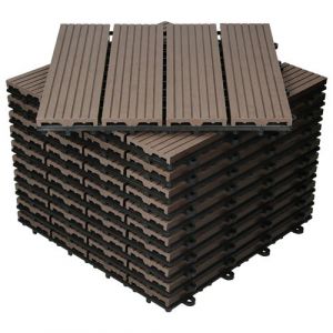 ECD Germany WPC Carreaux 30x30 cm - 55 Pièces par 5m² - avec Aspect Bois - Marron Foncé -