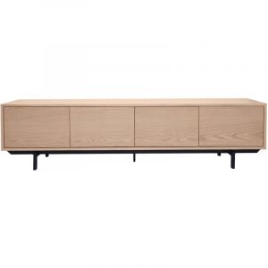 Miliboo Meuble tv finition bois chêne et métal noir L200 cm manny
