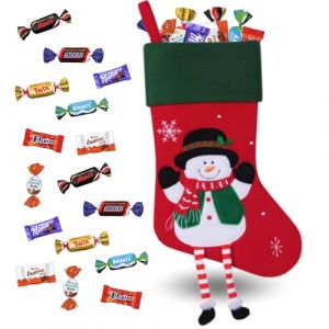 Image de Chaussette de Noël XXL garnie de 100 Bonbons au chocolat Kinder Daim Milka & Célébrations Idéal pour suspendre à la cheminée