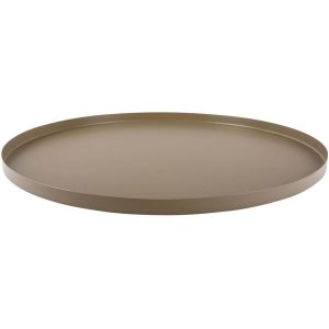 Present time Plateau rond en métal tray 39.5 cm gris foncé
