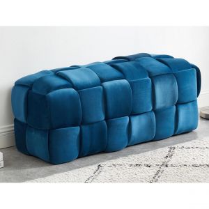 Banc tressé en velours bleu canard FABERO