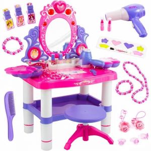 Coiffeuse Enfant - KINDERPLAY - KP2798 - Rose - Fonction de Lumière - Avec tabouret, lumière et son
