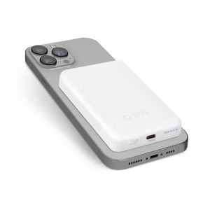 Sbs Powerbank 5000mAh MagSafe + USB C, blanche