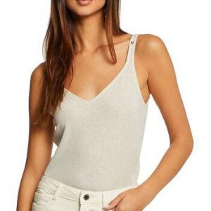 Morgan Débardeur col en V fils métallisés Blanc cassé M