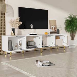 Modfu - Table &agrave; manger 119x70x75cm, pieds en m&eacute;tal, plateau en marbre blanc, convient pour cuisine/salle &agrave; manger, mdf, pieds dor&eacute;s