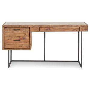 Décoration d'Autrefois Bureau 3 Tiroirs Bois Métal Marron 150x60x76cm
