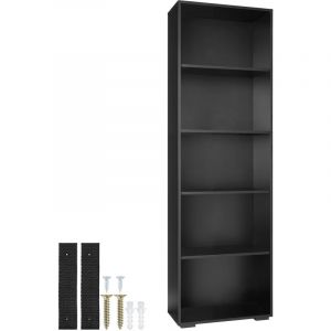 Image de TecTake Bibliothèque avec 5 Étagères en Bois MDF Meuble de Rangement pour Salon, Bureau, Chambre – Noir