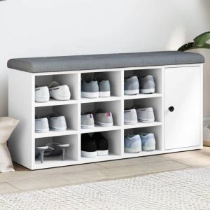 VidaXL Banc À Chaussures Blanc 102x32x50 Cm Bois D'ingénierie