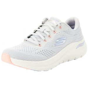Skechers Femme Arch FIT 2.0 BIG League Basket, Garniture Corail Pervenche Gris Clair, 38.5 EU