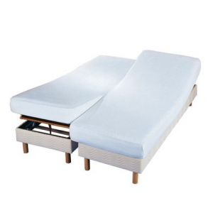 Protège matelas double en molleton anti acariens Blanc