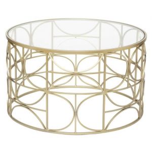 Atmosphera Table basse verre et métal - Doré