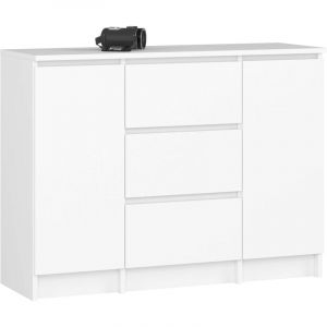 Akord - Commode 2 Portes 3 Tiroirs Blanc 101X35X76