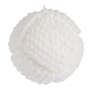 Image de Bougie Boule Effet Cordage "Blue Wave" 9cm Blanc Prix