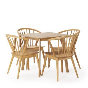 Ensemble table 80x80 cm et 4 chaises de salle à manger Mura Chêne