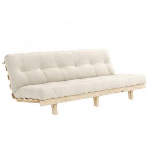 Banquette convertible futon LEAN bois de pin coloris lin 130x200 cm