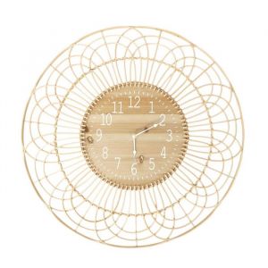 Horloge Murale Bohème Rosace Ajourée en Rotin Ø70cm