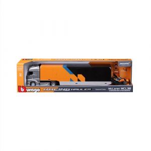 Bburago Mercedes Semi Truck avec McLaren MCL38 (2024) #4 Norris, Set Diecast 1:43, Camion Détaillé avec F1, Licences McLaren et Mercedes, Âge 3+ Ans