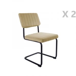 Present time 2 Chaises cantilevers design velours Keen - Beige