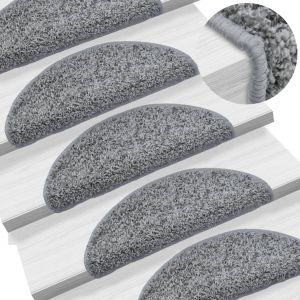 Image de VidaXL Tapis d'escalier 15 pcs Gris 56 x 20 cm