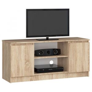 Meuble tv pour salon Akord Chêne Sonoma 120 cm 2 portes façade Chêne Sonoma 2 étagères 120x40x55 cm