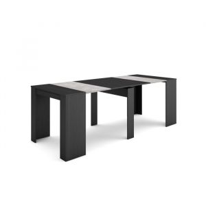 Table console extensible, Console meuble, 220, Pour 10 personnes, Table à Manger, Style moderne, Noir - Skraut Home