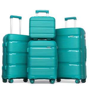 Kono Ensemble de Bagage, (33/55/65/76cm) Valise rigide Légère en Polypropylène avec Serrure TSA avec Portable Vanity Case, Bleu