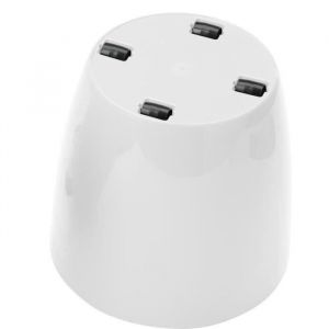 Garden id Cache-pot brillant - Shiny Blanc avec roulettes - 35 x 32 cm - Aspect céramique - Étanche - Déplacement aisé