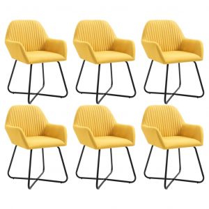 Image de VidaXL Chaises de Salle à Manger Tissu Jaune 6 pcs Jaune