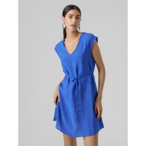 Vero Moda Vmiris S/L V-Neck WVN Noos Robe Courte, Bleu Dazzling, XL Femme