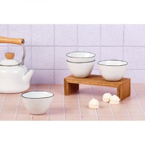 Lot de 4 petits bols en gr&egrave;s blanc D12