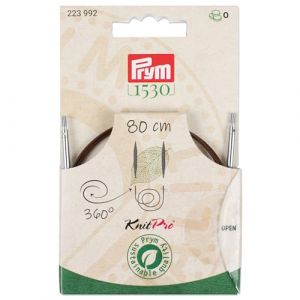 Prym 223992 - Corde en plastique naturel et accessoires - Pivotant à 360° - 80 cm - Corde interchangeable pour aiguilles à tricoter circulaires et crochets tunisiens - Marron