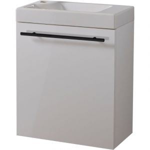 Planetebain Pack meuble hamac blanc et noir avec robinetterie noir eau froide