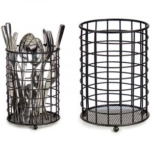 BigBuy Home Pot, matériaux variés, Noir, Taille Unique