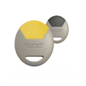 Badge MIFARE format porte cl&eacute; gris/jaune COMELIT CLE/GJ