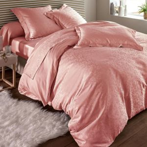 Housse de couette satin de coton SUZANNA - rose poudr&eacute;