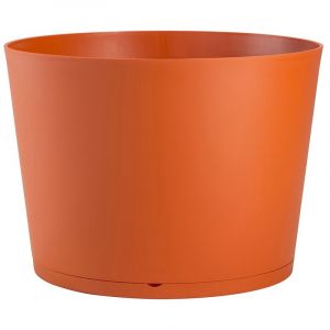 Image de Grosfillex Pot de fleur design Tokyo 36 Diam.36 H.26 - Orange - Extérieur - Soucoupe amovible intégrée