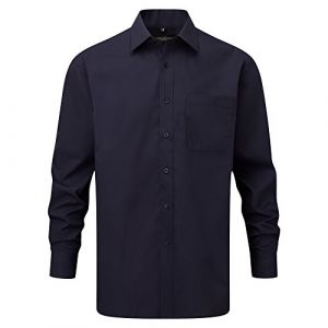 Russell Chemise &agrave; manches longues en popeline Collection pour homme (3XL) (Bleu marine) - UTBC1027