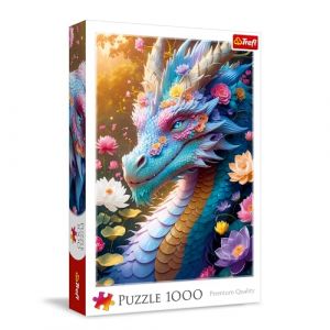 Trefl Dragon coloré - Puzzle 1000 pièces - Dragon Multicolore dans Un décor Floral, pour Adultes et Enfants de Plus de 14 Ans