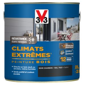 V33 Peinture bois climats extrêmes satin noir charbon 2 L