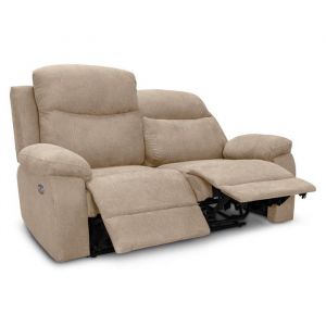 Loungitude Canap&eacute; de relaxation &eacute;lectrique 2 places en tissu BONA - Beige