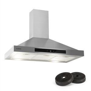 Klarstein Zelda Hotte murale 90cm + 2 filtres recyclage d'air 620 m³/h gris
