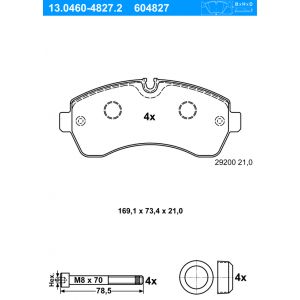 ATE Jeu de 4 plaquettes de frein 13.0460-4827.2