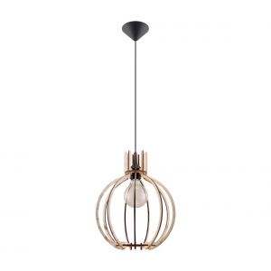 Image de Sollux Lighting Sollux ARANCIA Lampe à Suspension Wire Frame Bois Naturel E27