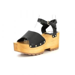 Kickers Sandales Cuir Kick Wedge Wise Noir - Couleur Noir - Taille 41
