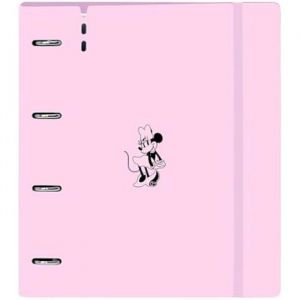 Safta Minnie Mouse Naive Classeur avec 4 anneaux de 35 mm, avec recharge, 100 feuilles A4, idéal pour enfants de différents âges, confortable et polyvalent, qualité et résistance, 27 x 4 x 32 cm, rose